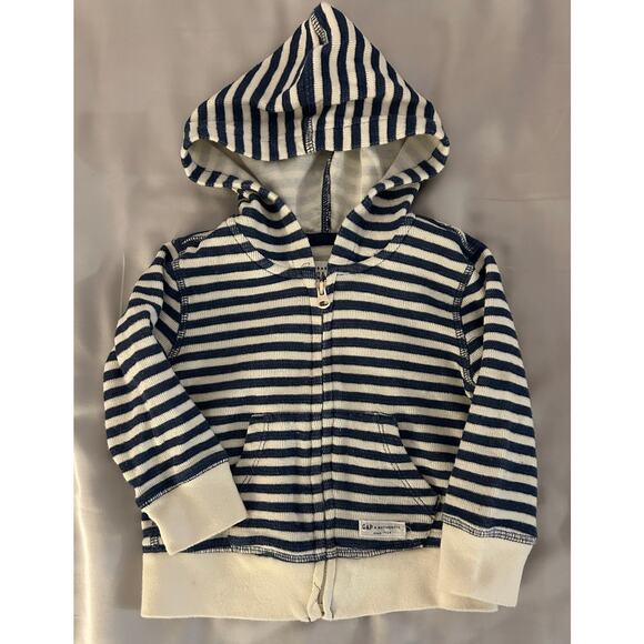 Gap blue stripe zip hoody size 12-18 - Picture 1 of 2